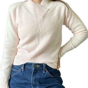 Vintage Pink Lambswool Angora Rabbit Hair Pullover Sweater Size Small Women